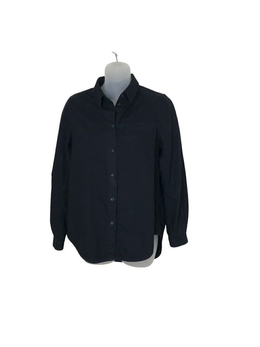 Lululemon Black Button Down Full Day Ahead Shirt 100% Cotton Size 4